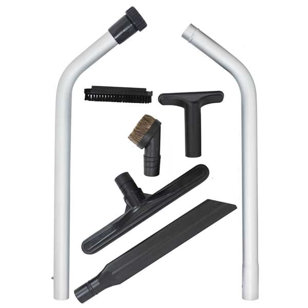 Accessories include squeegee, nosel, for commercial backpack vacuum, on white background