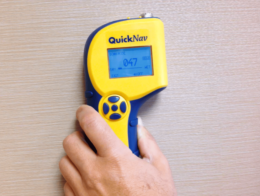 Person holding Delmhorst quicknav checking the walls