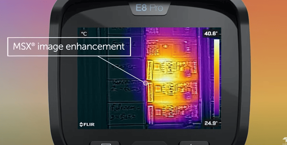Flir thermal imaging device with MSX image enhancement feature on a blurred background