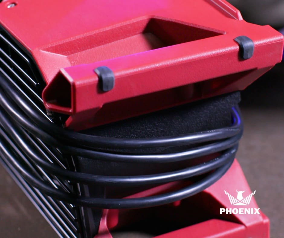 Phoenix Focus II Dual Axial Air Mover and a dark background, featuring the Phoenix logo.