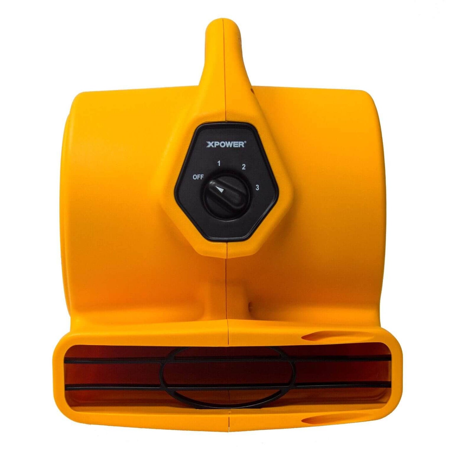 Yellow Xpower P 130a air mover front view on a white background