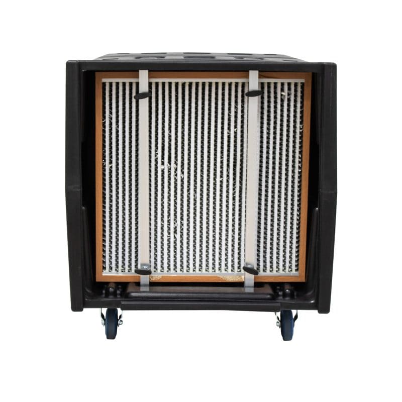 Side view of the XPOWER AP-2000 HEPA Filtration System, white background, with filters