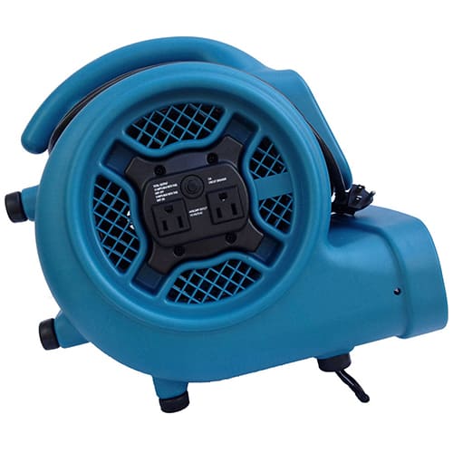 Blue XPOWER X-400A industrial blower with multiple outlets on a white background