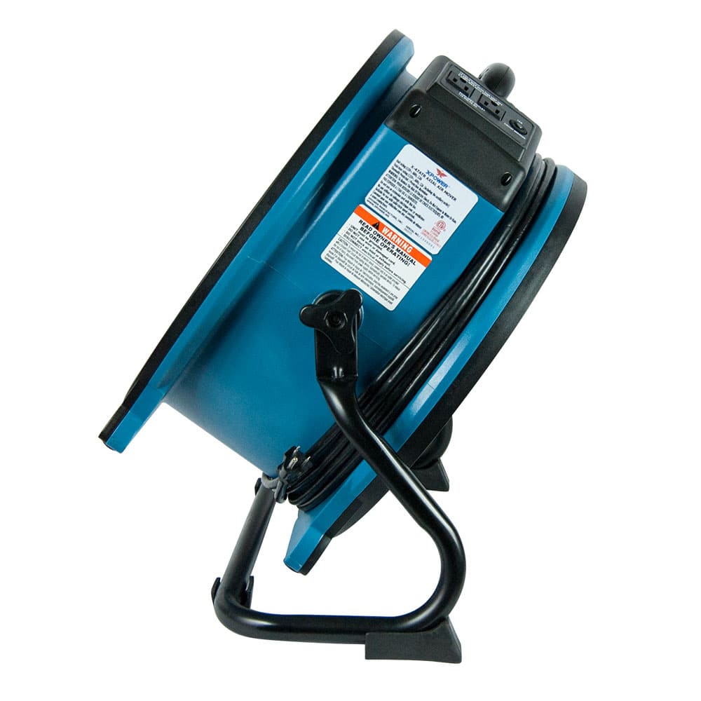Blue portable X-47ATR with black stand on a white background