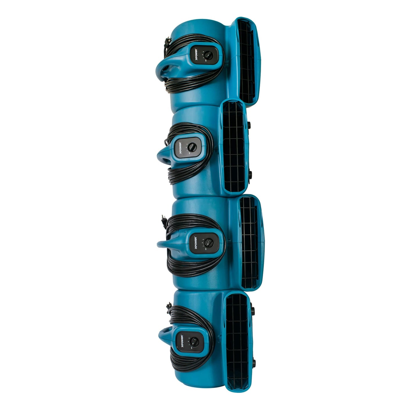 Blue XPOWER_X-600A with black accents on a white background on stack