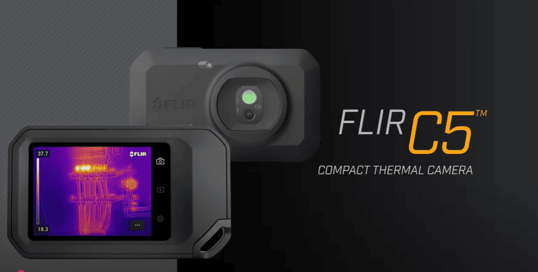 FLIR C5 compact thermal camera on a dark background