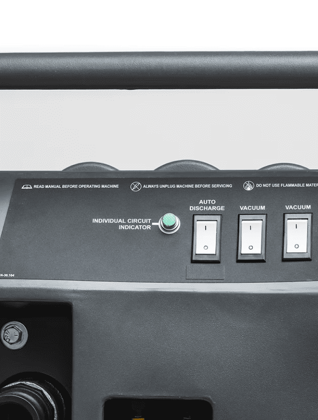 kleenrite MEGAxl Control panel with switches and indicator lights on a machine