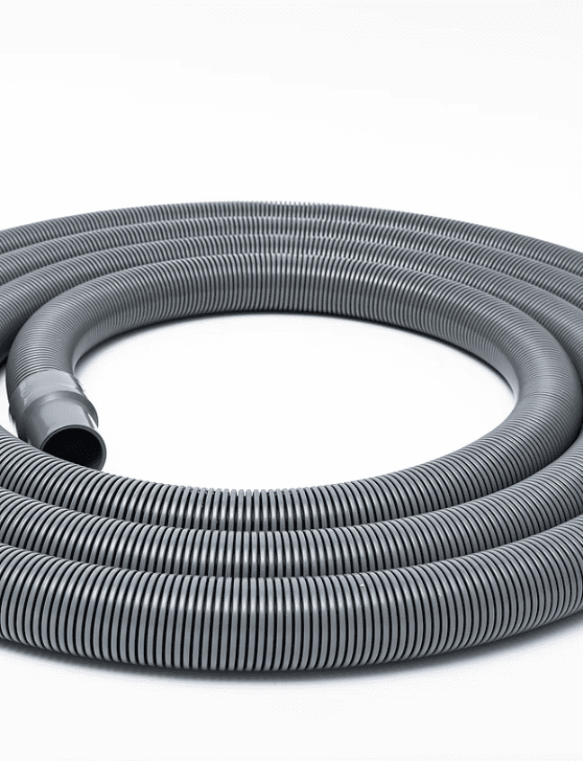 kleenrite mega xl flood extractor Coiled gray hose on a white background