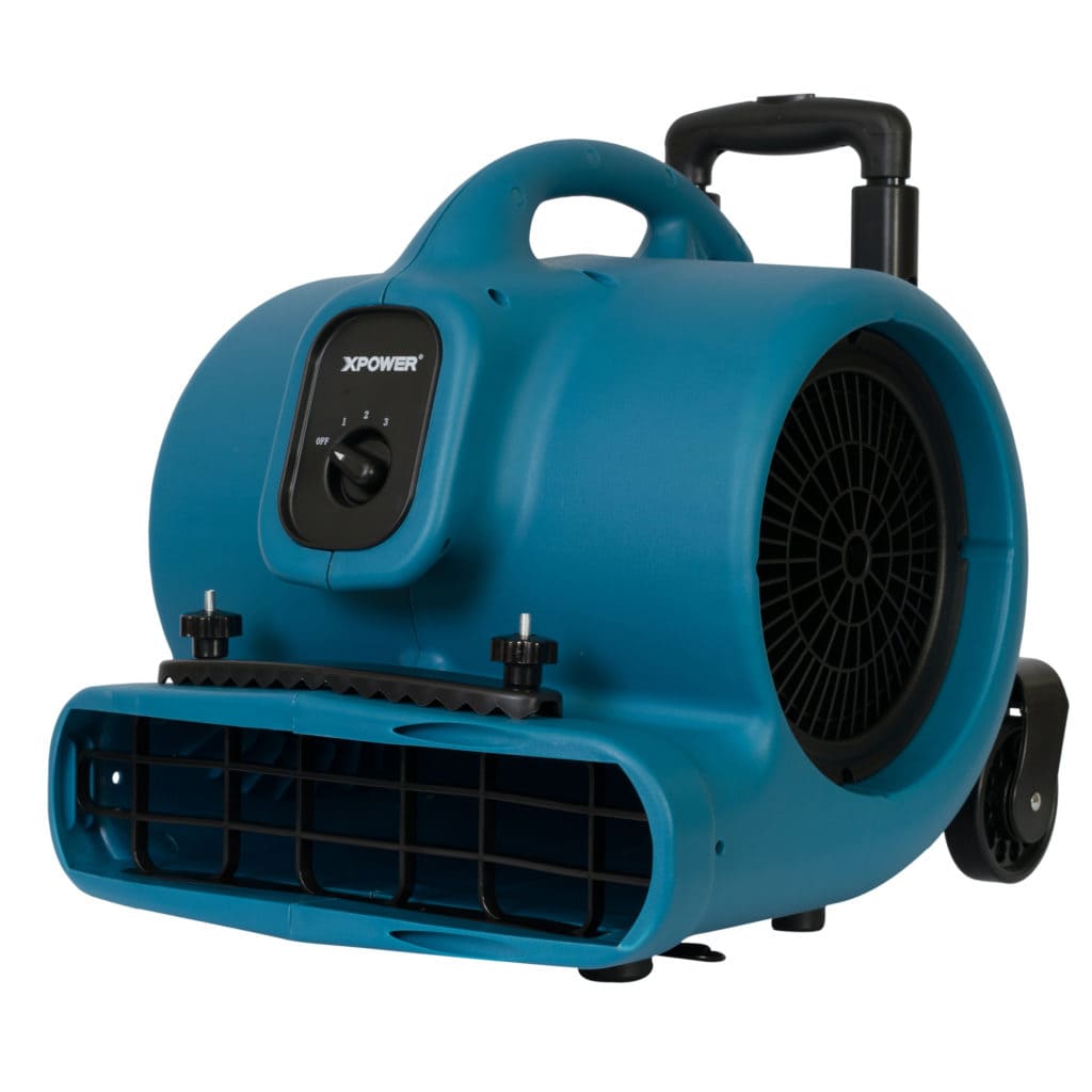 Right view of Blue p-630hc air blower with XPOWER branding on a white background