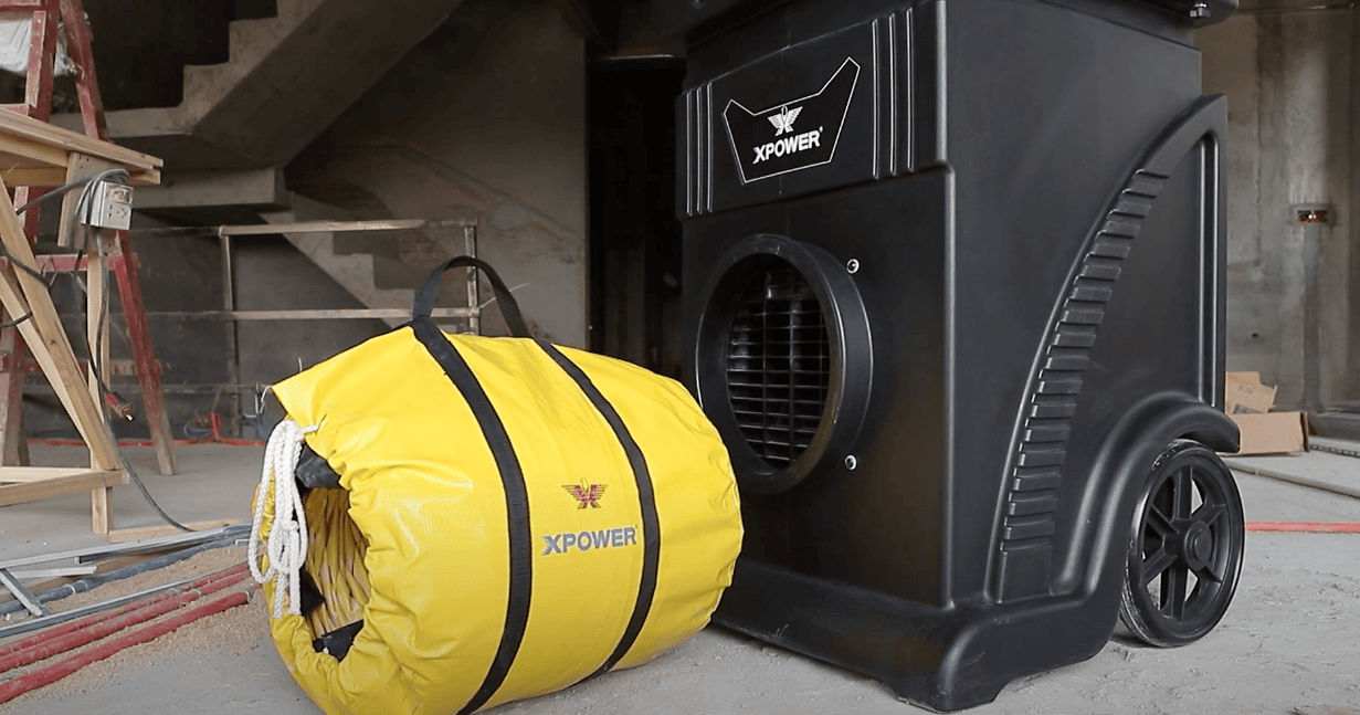 XPOWER AP-1800D HEPA Filtration System used at a job site