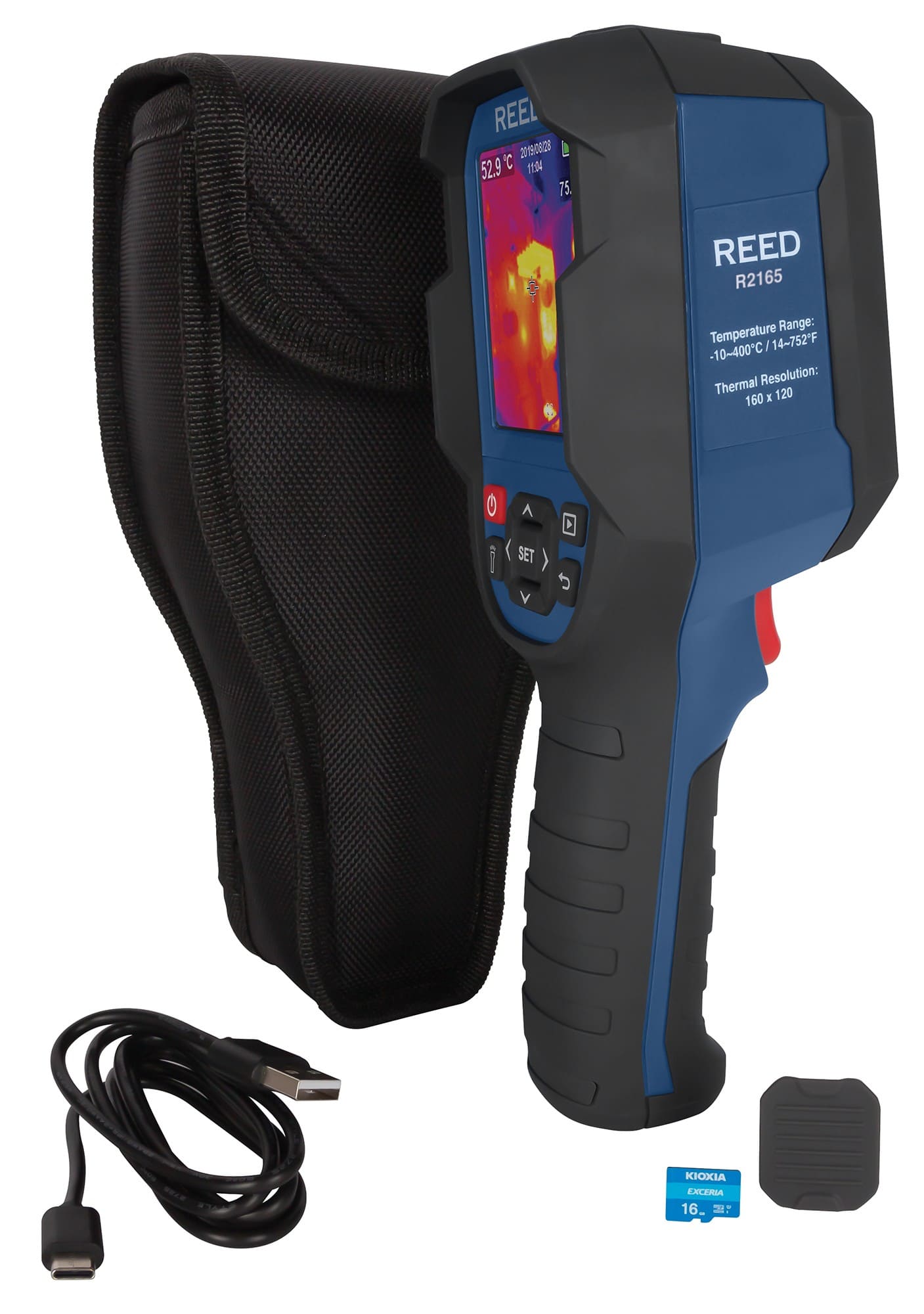 REED R2165-KITThermographic camera with case and accessories on a white background