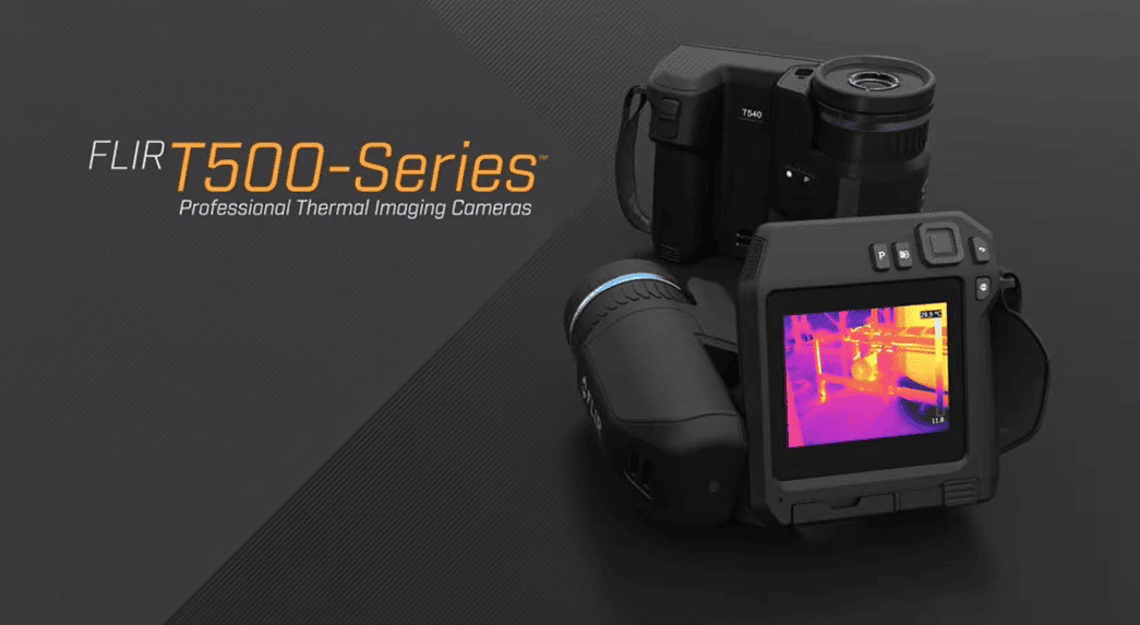 FLIR T500-Series thermal imaging camera on a dark background