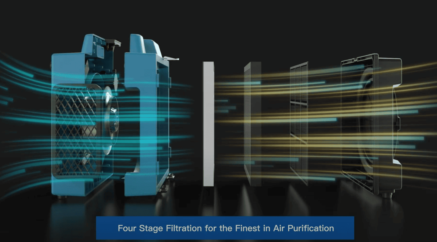 air flow of the xpower x 2580 for air purification, diagram