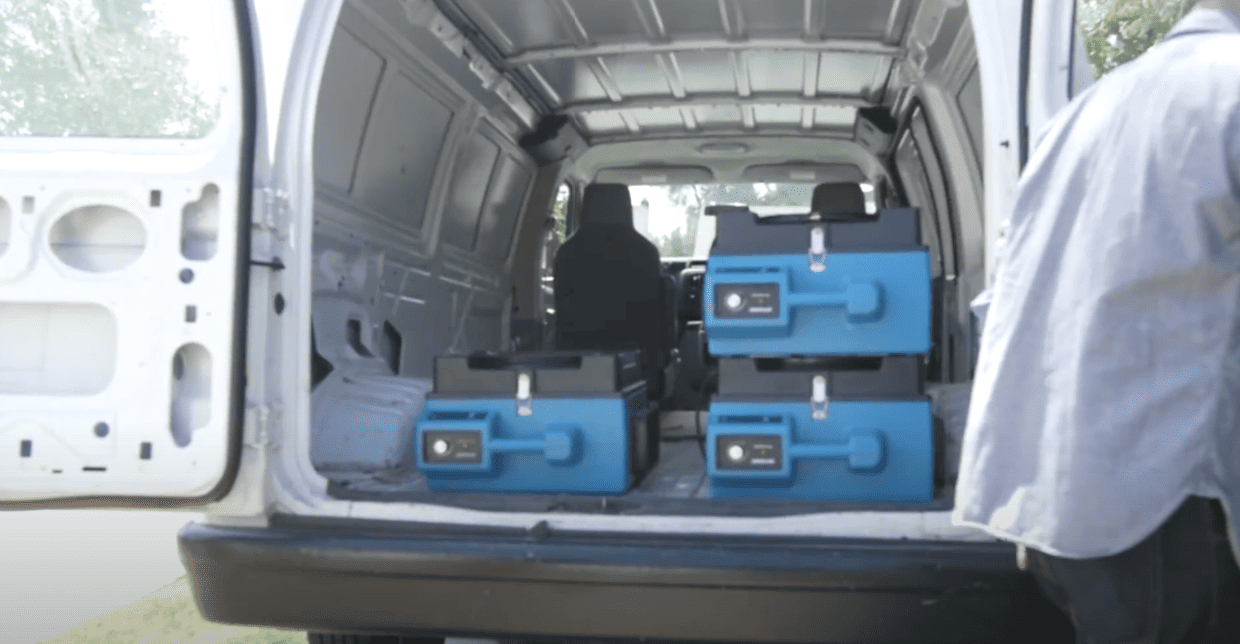 x-3400a stacking air scrubbers in the van