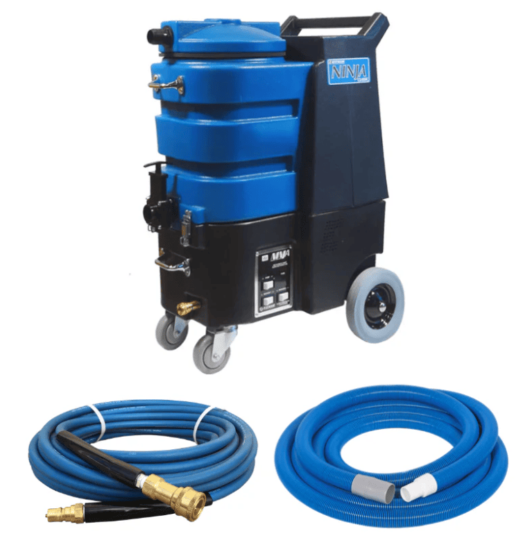 200 ninja Blue and black cleaning machine with hoses on a white background