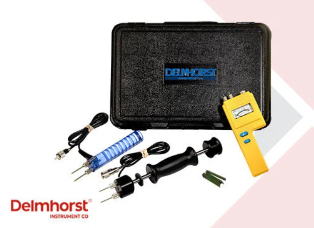 Delmhorst bd 10 26/21 package with tools and a black carrying case on a white background