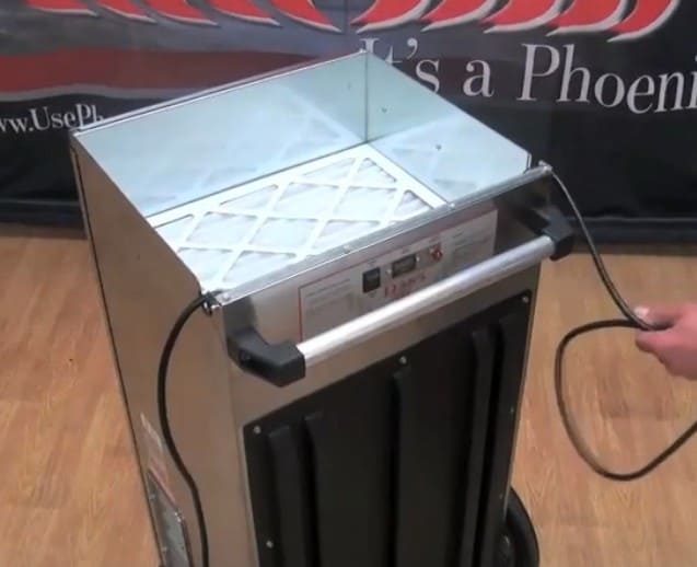 PHOENIX D385 Portable Desiccant Dehumidifier opened from top