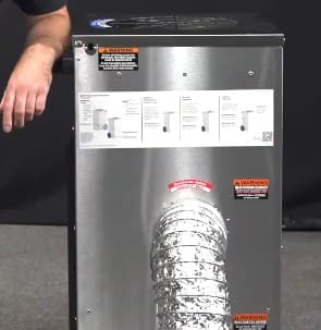 PHOENIX D385 Portable Desiccant Dehumidifier side view with duct connected