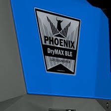 Phoenix Drymax BLE label on a blue background