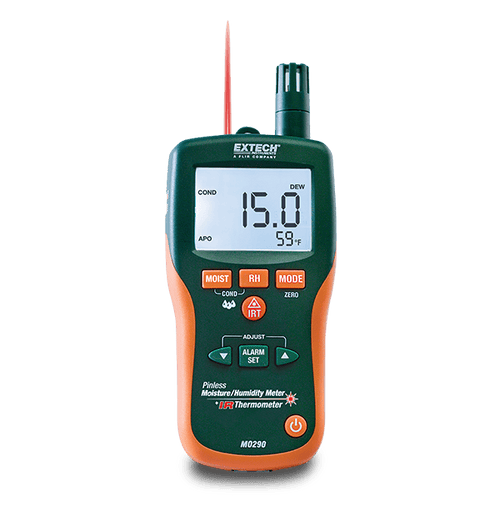 Extech MO290 Pinless Moisture Psychrometer with IR Thermometer