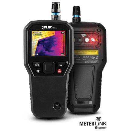 Flir thermal MR277 imaging device with display and side view on a white background