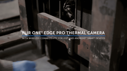 FLIR ONE Edge Pro thermal camera with text on a blurred background