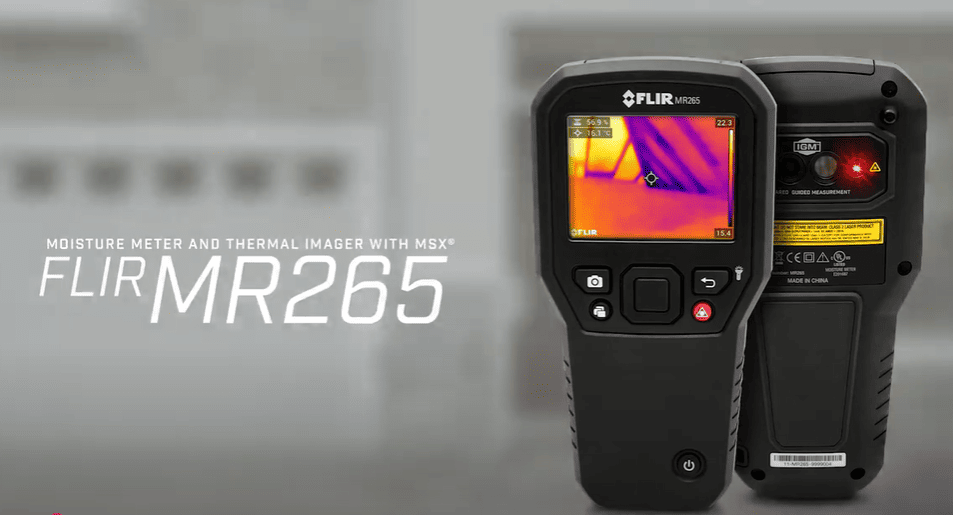 FLIR MR265 moisture meter and thermal imager with MSX on a gray background