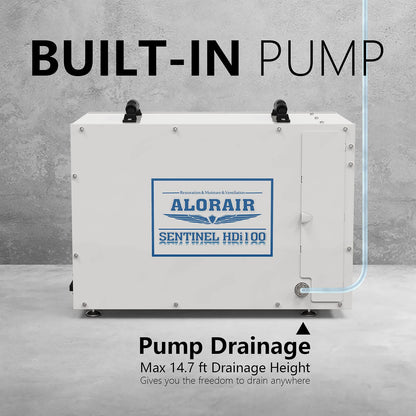 AlorAir Sentinel HDi100 with built-in pump on a gray background