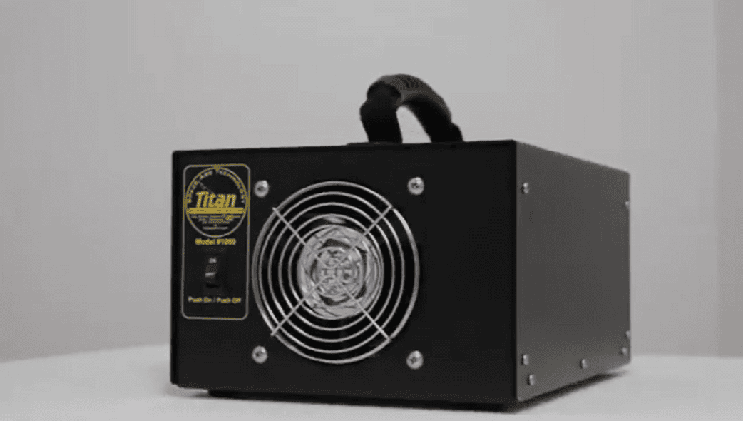 Black Hydroxyl Generator Titan 1000 on a white surface and gray background