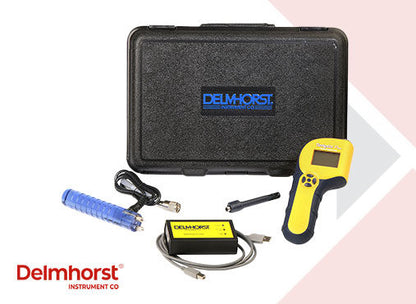 Delmhorst navigatorpro with black carrying case, on a white background.