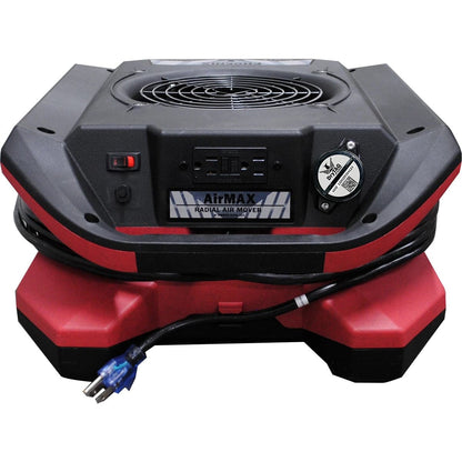 Red and black BLE AirMax Phoenix Radial Air Mover with visible branding on a white background