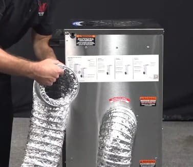 PHOENIX D385 Portable Desiccant Dehumidifier side view with duct