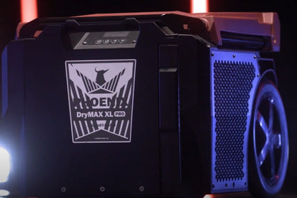 DryMAX XL Pro dehumidifier with visible branding on a dark background