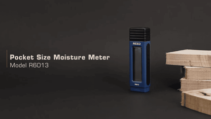 R6013 Pocket-size moisture meter with REED  branding on a dark background