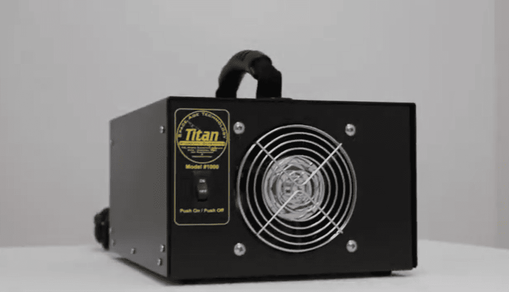 Black Titan 1000 Hydroxyl Generator right angle with 'Titan' branding on a gray background