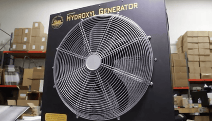 Titan 4000 Hydroxyl generator with a fan in a warehouse setting