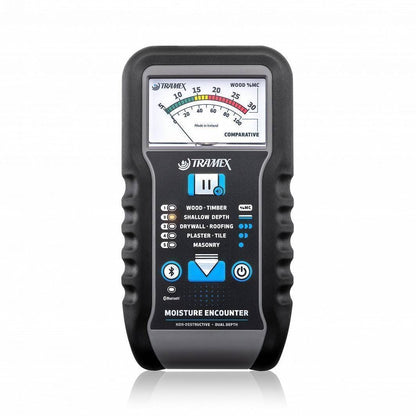 Tramex  ME5 moisture meter on a white background