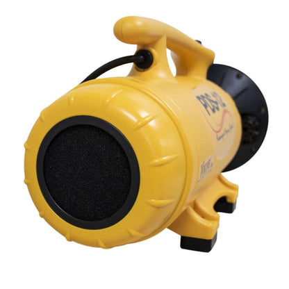 Yellow handheld blower pds12 with black accents on a white background