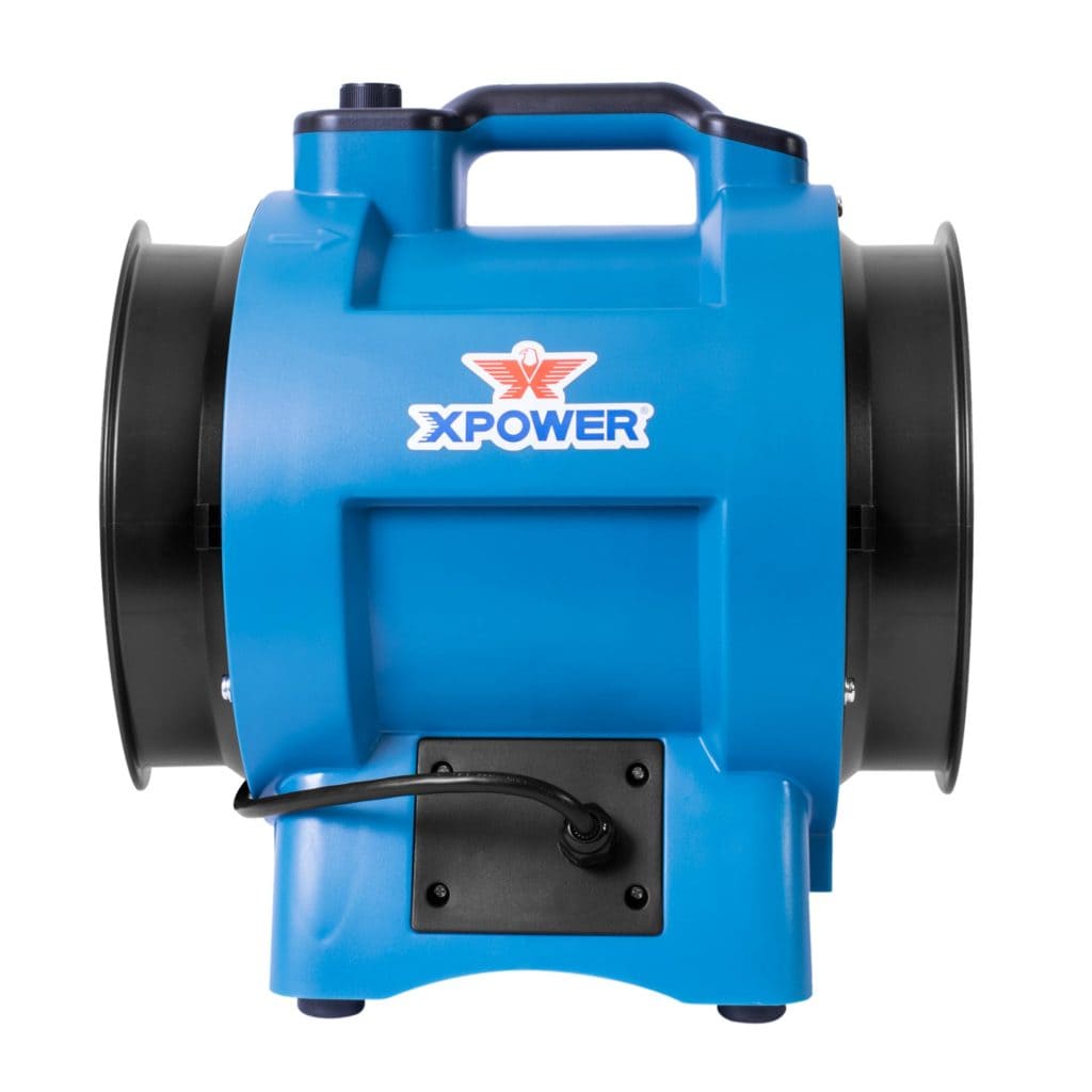 Blue XPOWER x-8 fan on a white background