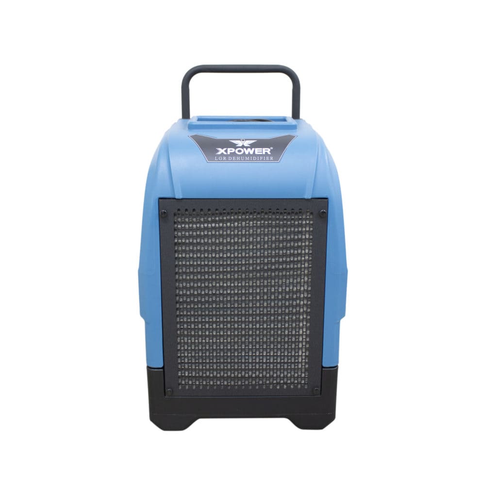 Blue and black XD-165L air dehumidifier with XPOWER branding on a white background