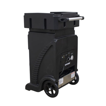 XPOWER AP-1500D back and side view with wheels on a white background