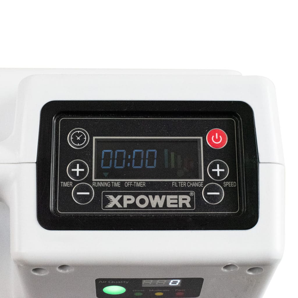XPOWER X-2830 controls and digital display on a white background