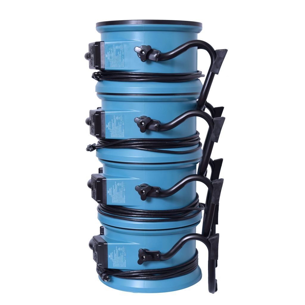 Stack of blue XPOWER X-39AR  with black on a white background