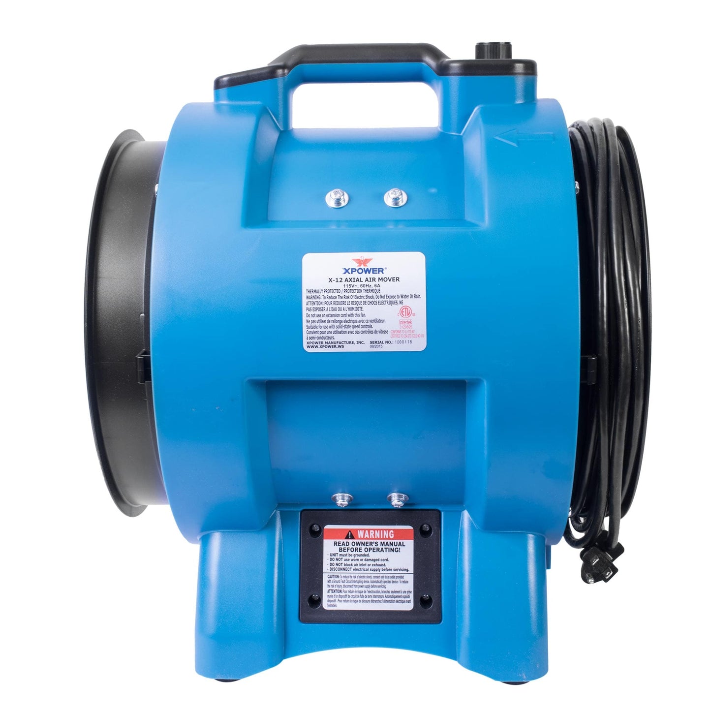 x-12 confined space blower fan with XPOWER branding on a white background