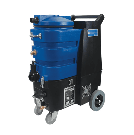 Blue and black e1200 hard surface cleaner on a white background