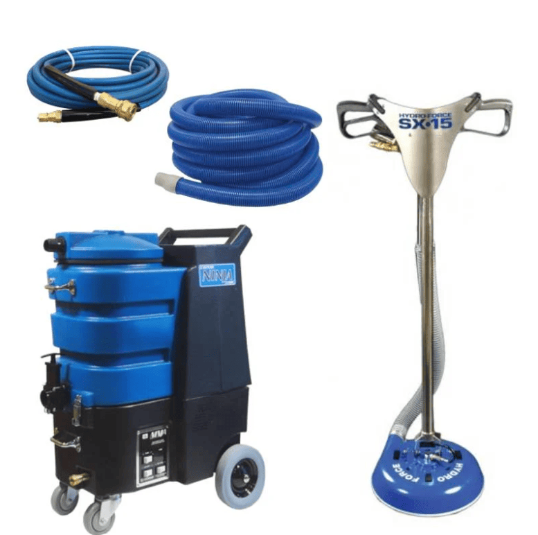  esteam e1200 equipment set with blue machine, hoses, and cleaning tool on a white background