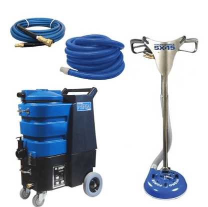  esteam e1200 equipment set with blue machine, hoses, and cleaning tool on a white background