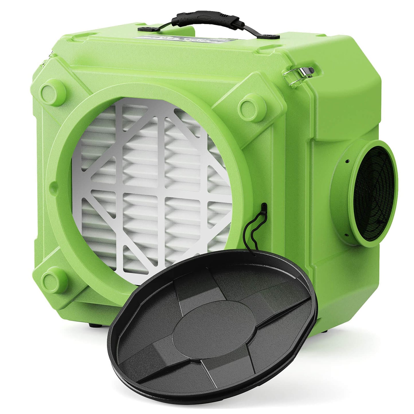 Green hepa 550 air scrubber, alorair hepa 550 with filters on a white background