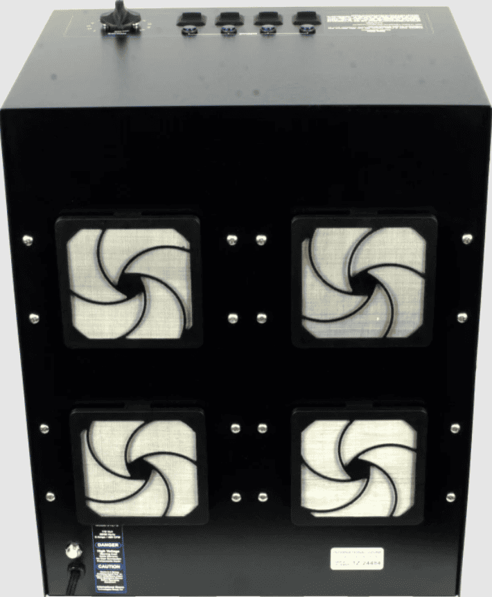 Black total zone tz 4 ozone generator with fan symbols on a white background