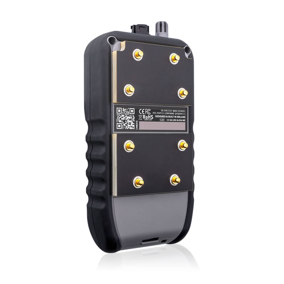Black tramex cmex5 with gold screws on a white background